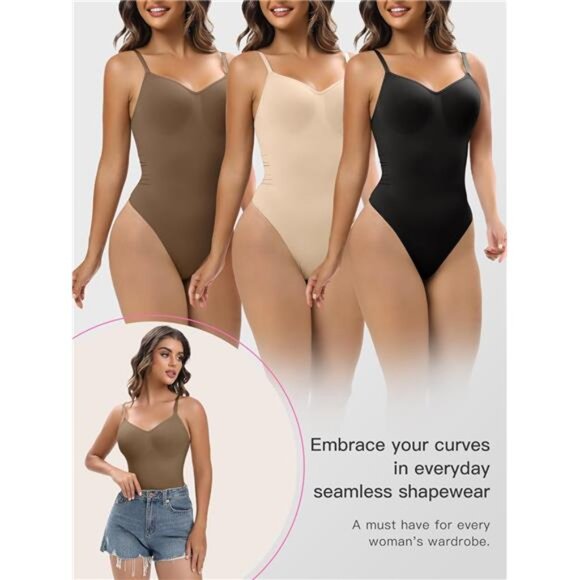 Women Shapewear Tummy Control Bodysuit Brown - Picture 5 of 6